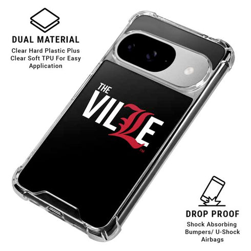 University of Louisville Black Background Google Pixel 10 Clear Case